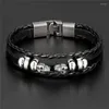 Link Bracelets 2023 Leather Men Bracelet High Quality Boys Courage Knight Skull Male Charm Jewelry Pulseira Masculina