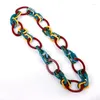 Kedjor Fishsheep Bohemian Geometric Acrylic Long Chain Necklace For Women Harts Big Multi Color Links Halsband Collar Party Jewelry