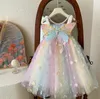 Девичьи платья розничная розничная девочка Fairy Boutique Back Butterfly Sote Press Princess Kids Sweet Party Drentle Drentle Droued 2-7 T 230615