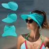 Visors Polyamide Sun Protect Wide Brim Sunhat Women Outdoor Summer Hat Open Top Hollow Cap Adult Sun Visor Hat Travel Seaside Beach Hat 230615