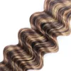 Tramas de cabelo duplo 10-30 polegadas 3 pacotes brasileiros soltos profundos piano cor p4/27 extensões de cabelo produtos peruanos indianos