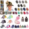 50 Styles Ponytail Baseball Cap Criss Cross Messy Bun Hats Sunflower Washed Cotton Snapback Caps Casual Summer Tiedye Outdoor