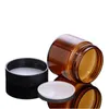 Quality Amber PET Plastic Jars Round Leak Proof Cosmetic Foods Containers Bottle with Black PP Lids & White Gasket 2oz 33oz 4oz Abvus