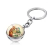 Portachiavi WG 1pc Portachiavi pasquale Tempo Gioiello Cabochon Ciondolo sfera di vetro Portachiavi in metallo Regali per bambini