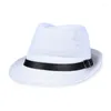 Berets Summer Linen Breathable Sunhat Jazz Hat Small Outdoor Sun Men Leather Belt Cap Western Cowboy Panama Sombrero