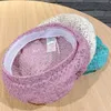 Berets Multi Colored Summer Crochet Beret for Women Slouchy Breathable Lace Beret Hat Cutout Floral Beanie Cap Head Covering Cotton Hat Z0613