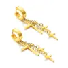 Hoop Huggie Gold Plated Cross Earrings Stylish Charm för män 316L Rostfritt stål Cool Ear Bone Nail Design Drop Delivery SMycken DHZ1S