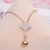 Pendant Necklaces 316L Stainless Steel Fashion Fine Jewelry Zircon Sector Clouds Charms Chain Choker Collier & Pendants For Women