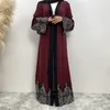 Vêtements ethniques à la mode et dentelle robe brodée musulman casual cardigan longue robe