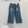 23SS FW Women's Designer jeans byxor med bokstäver pärlor pärlor flickor bomull high end milan banan varumärke vintage cowboy casual outwear denim lång rak byxor
