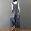 Women's Jumpsuits Rompers Denim Jumpsuits Women Ripped Jeans Oversize Scratched Bib Wide Leg Overalls Female Baggy Rompers Japan Harajuku Printed Floral 230616