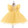 Girl's Dresses Baby Girl Dress 0-5T Baby Dress Fly Sleeve Lace Panel Mesh Princess Dress Tutu Bow Birthday Party Dress Baby Girl Dress 230615