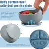 Cups Dishes Utensils Silicone Spoons Forks Bib Bowls Dish Cup Child Feeding Suction Kids Toddler Eating Tableware Dinnerware Non-slip Set 230615