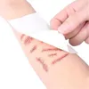 Tatouages temporaires 1 Feuille Halloween Tatouage Autocollants pour Femmes Corps Maquillage Art Terreur Réaliste Cousu Blessures Blessures Stade 230616