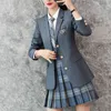 Tvådelklänningskvalitet Spring Formal Blazer Women Suits With Set Work Wear Office Uniform Double Breasted College British Style kjoljacka 230615