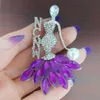 Pins Brooches Handmade Custom Greek Letter NCNW Purple White Color Luxury Gance Girl Brooch Necklace Dress Accessory Wholesale 230616