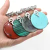 Pendant Necklaces Natural Stone Round Black Agate Bule Turquoise Malachite Charms For Jewerly Making DIY Necklace Accessories 50x50mm