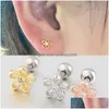 Stud Women Charm Flower Screwback Earring Ear Bone Nail Jewelry No Fading Allergies Safe Slee Without Picking Drop Delivery Earrings Dhitc