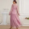 Abiti casual TOLEEN Donna Elegante Maxi 2023 Designer di lusso Moda manica lunga in pizzo Solido abito da sera formale turco