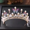 Grampos de cabelo borboleta jóias pérolas tiaras de cristal traje de princesa coroa para crianças meninas mulheres senhoras acessórios de casamento nupcial