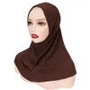 Roupas étnicas muçulmanas femininas sólidas hijab boné envoltório para a cabeça turbante longo xale cachecol sob o boné capa para a cabeça