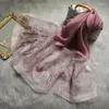 Halsdukar 2023 Real Silk Wool Scarf Floral broderi för kvinnor Vinter sjalar Hijab Wraps Pashmina Bandana Foulard Poncho