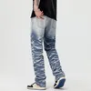 Herren-Jeans, Hi-Street-Hip-Hop-Hose für Herren, verwaschenes Blau, Streetwear, Vintage-Denim-Hose, gerade Passform, Y2K-Hose