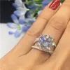 Anelli a grappolo Classic 925 Sterling Silver Wedding For Women 3 S Diamond Ring Box Anillos Fine Jewelry Anels
