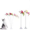 Multicolor Mice Feather Stick Toy Sug med Bell Cat Interactive Pet Tool Elastic Scratcher Mice Teaser Entertainment