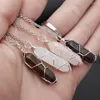 Pendant Necklaces Bohemian Hexagon Opal Necklace Natural Crystal Stone Healing Metal Alloy Rattan Chains Men Women Jewelry Amulet