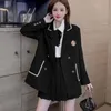 Work Dresses Celebrity A-shaped Thin Street High-class Bow Tie Shirt Suit Coat Pleated Skirt Three Piece Matching Sets for Women Jk Uniform