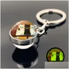 Nyckelringar Cartoon Cat Glass Ball Keychain Glow in the Dark Pendants Holder Bag hänger modesmycken Will och Sandy Drop Delivery DHA4Z