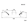 サングラスフレームリムレスチタンスペクタクルシルバー女性/男性長方形の近視媒体の大きいサイズ
