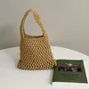 Evening Bags Beach Crochet Handbag For Women Girls Summer Straw Rope Hollow Out Hand Woven Totes Bag Women's Knitting Purses