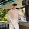 Men's T Shirts Summer Holiday Style Tshirt Men Hollow Knitted Korean Streetwear Long Sleeve Loose Casual Beach Women Oversize T-shirt