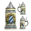 Mugs Drinking Stainless Steel Mug Beer Stein German Landmarks Lidded Tankard Cup With Petwer Lid For Men Boy Bar Party Gift