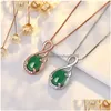 Collane con ciondolo Collana di giada ovale verde S925 Argento placcato Fidanzamento Gioielli da sposa Regalo di Natale Pendenti con consegna a goccia Dh2Jq