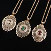 Pendant Necklaces RLOPAY Morocco Trendy Rhinestone Gold Color Hollow-carved Flower Desgin Slid Chain Arabic Women Necklace