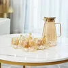 Garrafas de água leve luxo frio chaleira de vidro resistente a alta temperatura conjunto de copos para uso doméstico sala de estar decoração de mesa de chá
