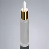 wholesale hot new 30ML Frosted Glass Dropper Bottle Gold Essence Packing Glass Bottle Wgmwf