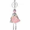 Keychains Hocole Fashion Crystal Cute Doll Rhinestone Key Ring Chain Bag Charms Car Pendant For Women Handbag Keyrings3457010278C