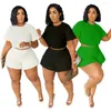 Chándales de verano de talla grande para mujer, traje de burbujas para mujer, camiseta de manga corta sólida, pantalones cortos informales, conjunto de dos piezas, trajes de fiesta para mujer 3XL 4XL