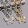 Collares pendientes 2023 Hip Hop Crystal Big Butterfly Gargantilla para mujeres Bling Rhinestone Miami Cuban Link Chain Necklace New Punk Jewelry 230613