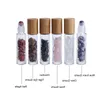 10ml Essential Oil Roll-on Bottles Glass Roll on Perfume Bottle with Crushed Natural Crystal Quartz Stone, Crystal Roller Ball, Bamboo Xkjo