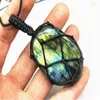 Collane con ciondolo Dragons Heart Labradorite Collana Natural Feldspato Moonstone Wrap Braid Yoga Macrame Uomo Donna Energia