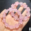 Strand Natuurlijke Rozenkwarts Carving Armband Edelsteen Ronde Kraal Crystal Healing Gem Vrouwen Mannen Fijne Sieraden Gift 1PC