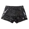 Shorts Masculinos Cueca Boxer de Couro Sintético Casuais Wetlook Látex Cuecas Calções de banho Roupas de Praia Roupas de Corrida Roupas de Casa