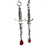 Baumelnde Ohrringe, Gothic-Messer, langes Schwert, Haken, Punk-Stil, Tropfen-Statement-Schmuck für Damen und Herren