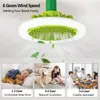 Ceiling Fan With Lights and Remote Control E27 Converter Base Dual-Purpose LED Fan Lamp Smart Silent Ceiling Fans For Bedroom