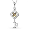 Chains 925 Sterling Silver Rose Flower Petals Key & Collier Necklace Fit Europe Bead Charm Diy Jewelry